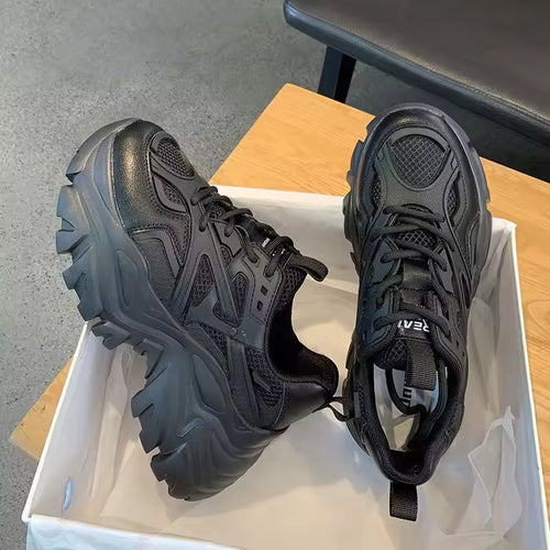 Women's Black Chunky Platform Trainers
