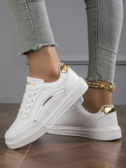Women's White Platform Court Trainers