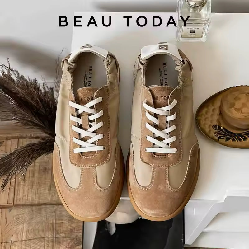 Women's Suede Patchwork Trainers with Flat Sole