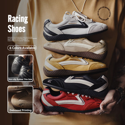 Unisex Retro Racing Trainers with Thin Rubber Sole
