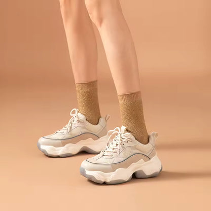 Women's Chunky Leather and Mesh Trainers
