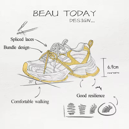 Women's Chunky Mesh and Leather Trainers