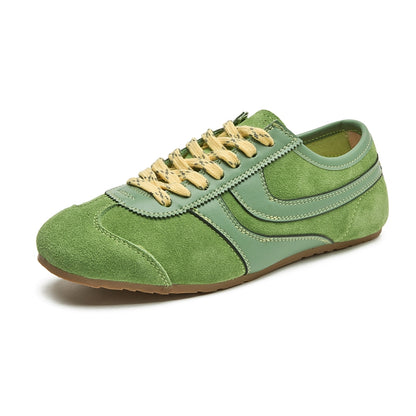 Women's Retro Leather Trainers with Suede Toe Panel