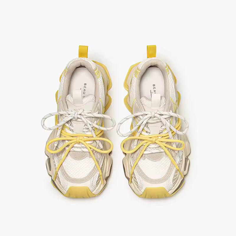 Women's Chunky Mesh and Leather Trainers