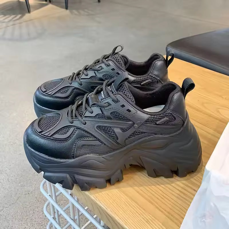Women's Black Chunky Platform Trainers