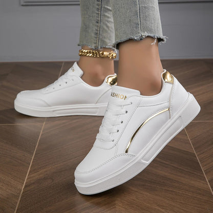 Women's White Platform Court Trainers