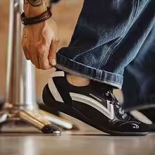 Unisex Retro Racing Trainers with Thin Rubber Sole