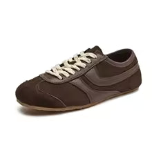 Women's Retro Leather Trainers with Suede Toe Panel