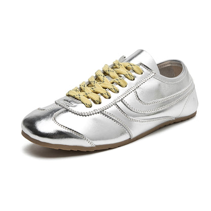 Women's Retro Leather Trainers with Suede Toe Panel