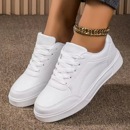 Women's White Platform Court Trainers