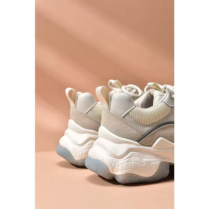 Women's Chunky Leather and Mesh Trainers