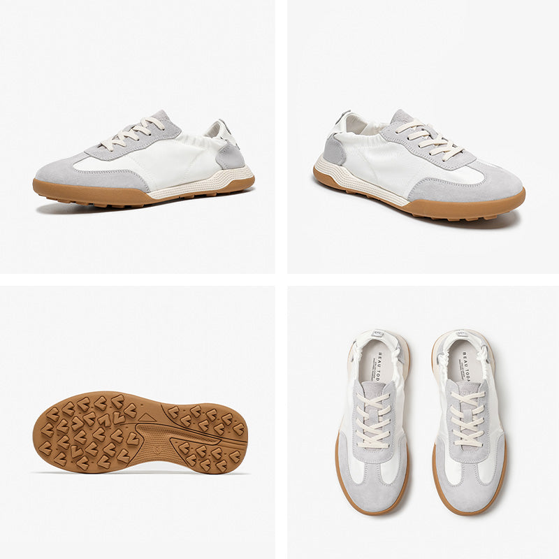 Women's Suede Patchwork Trainers with Flat Sole