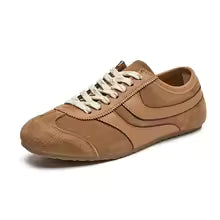 Women's Retro Leather Trainers with Suede Toe Panel
