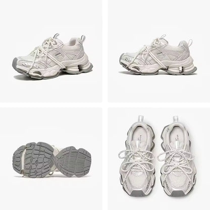 Women's Chunky Mesh and Leather Trainers