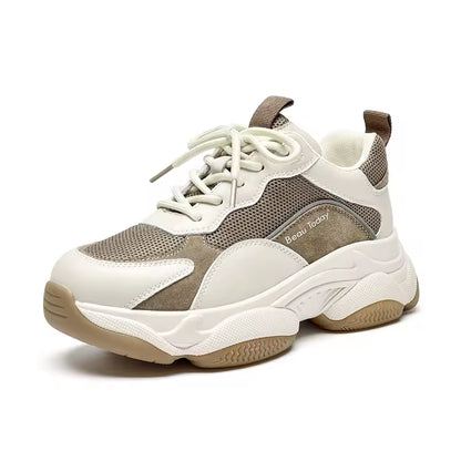 Women's Chunky Leather and Mesh Trainers