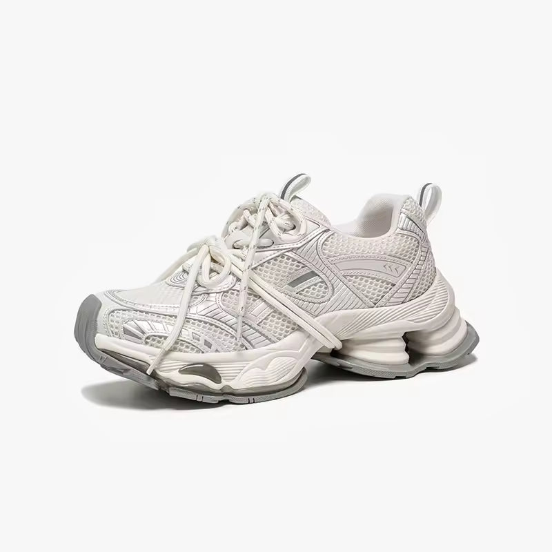 Women's Chunky Mesh and Leather Trainers