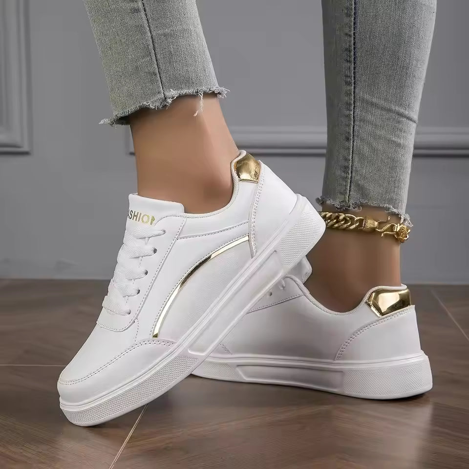 Women's White Platform Court Trainers