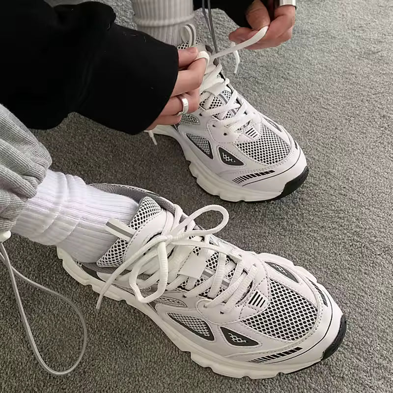 Retro Chunky Y2K Trainers in Breathable Mesh