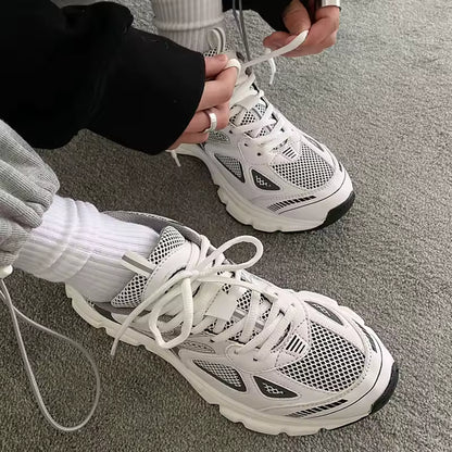 Retro Chunky Y2K Trainers in Breathable Mesh