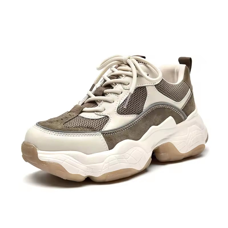 Women's Chunky Leather and Mesh Trainers