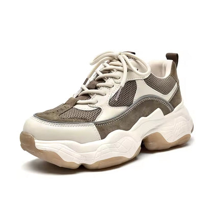 Women's Chunky Leather and Mesh Trainers