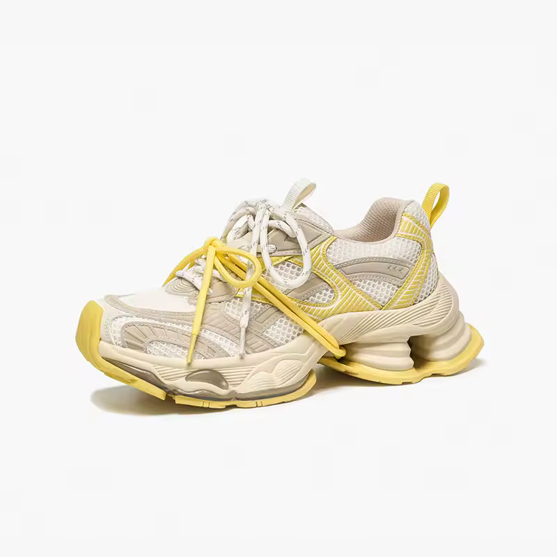 Women's Chunky Mesh and Leather Trainers