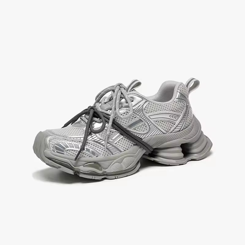 Women's Chunky Mesh and Leather Trainers