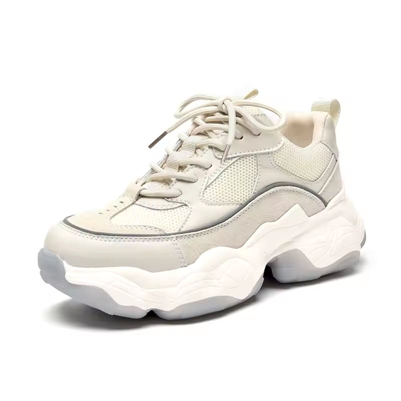 Women's Chunky Leather and Mesh Trainers