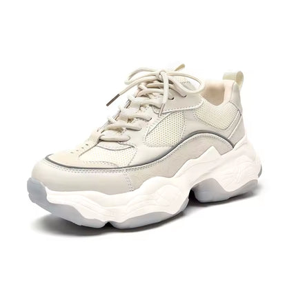 Women's Chunky Leather and Mesh Trainers