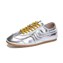 Women's Retro Leather Trainers with Suede Toe Panel