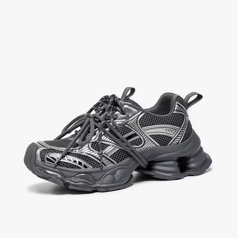 Women's Chunky Mesh and Leather Trainers