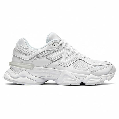 Unisex Chunky Leather & Mesh Trainers in white – side view