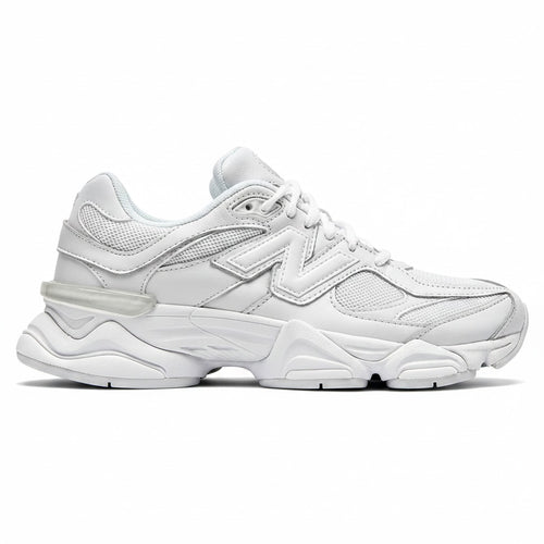 Unisex Chunky Leather & Mesh Trainers in white – side view