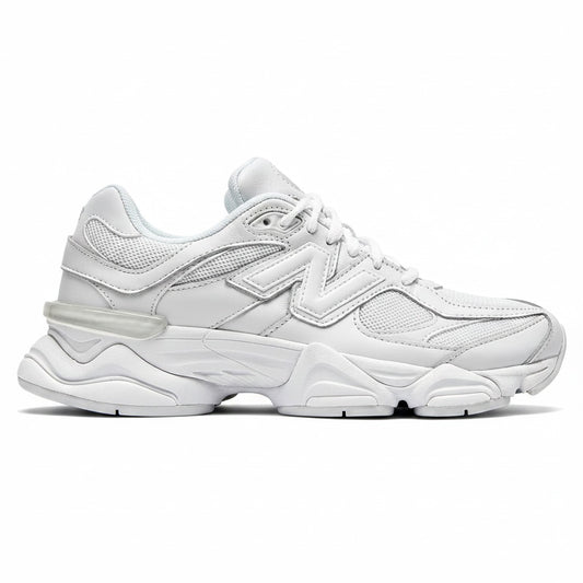 Unisex Chunky Leather & Mesh Trainers in white – side view