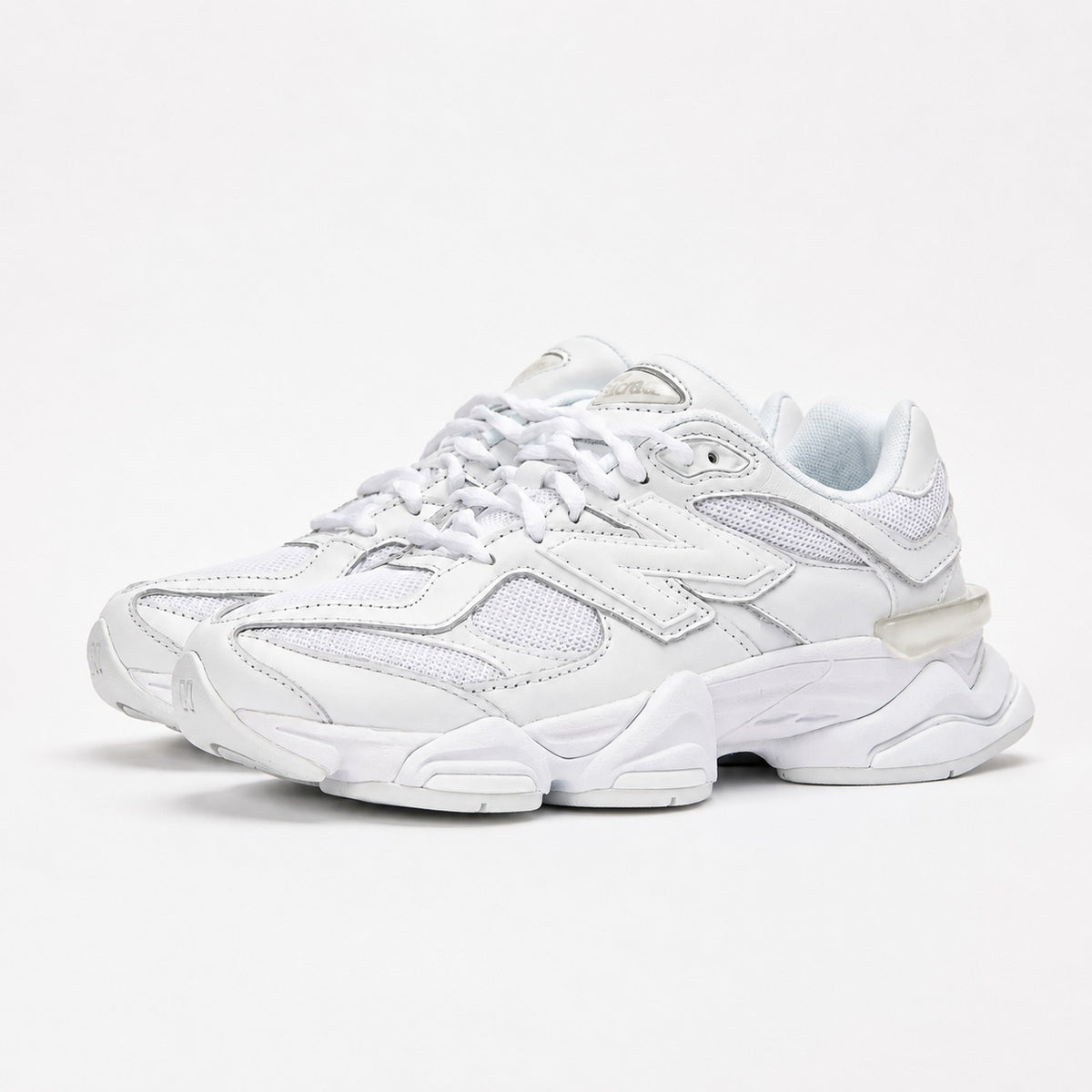 Unisex Chunky Leather & Mesh Trainers in white – view 2