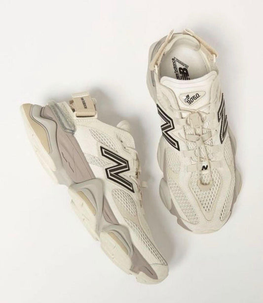 Unisex Chunky Mesh Trainers with Heel Strap in off-white, mauve – side view