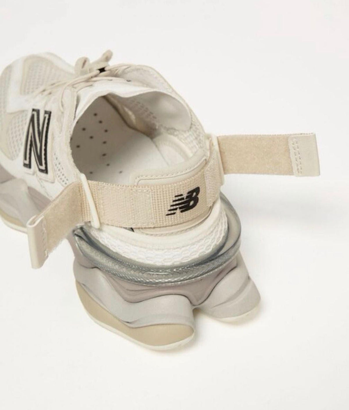 Unisex Chunky Mesh Trainers with Heel Strap in off-white, mauve – view 2