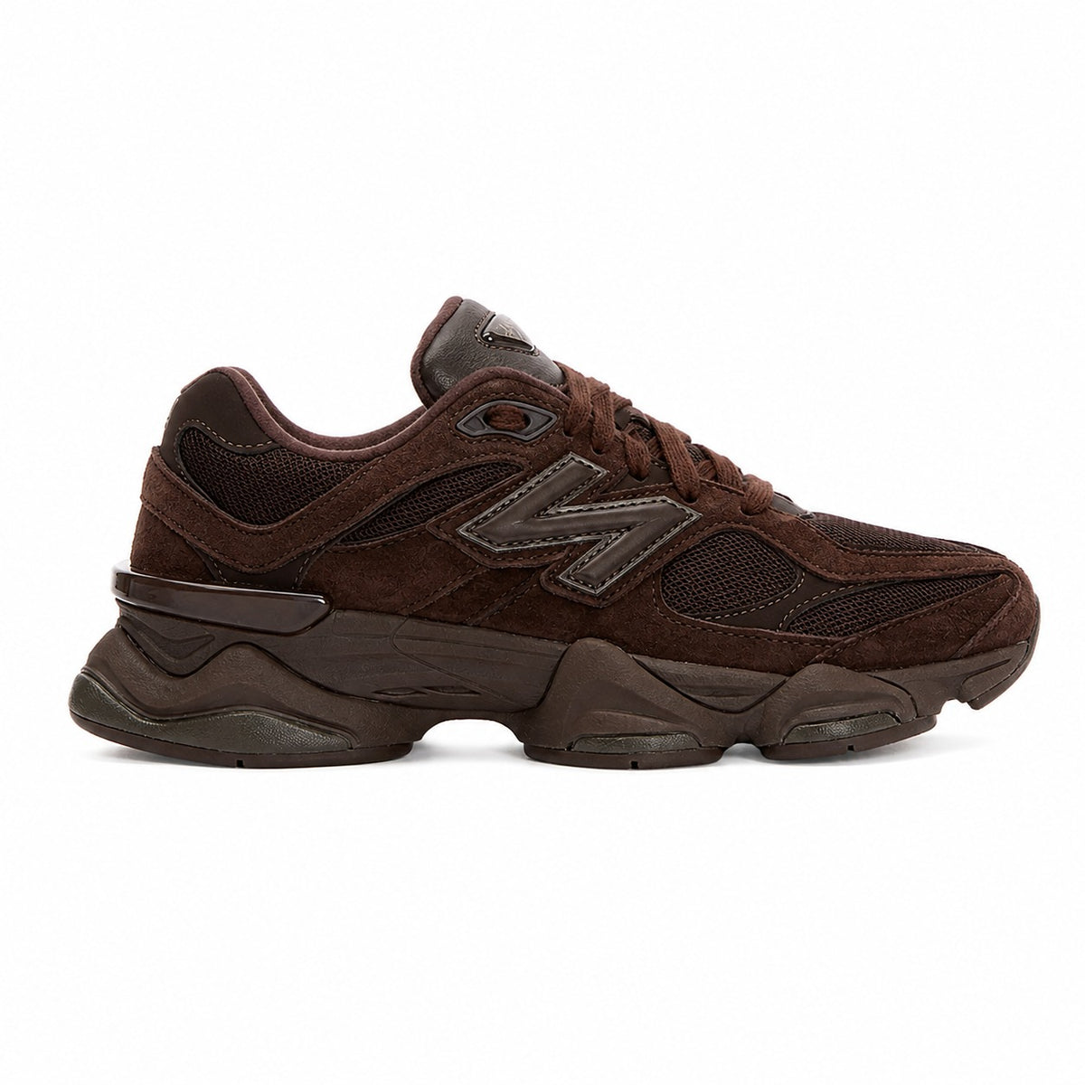 Unisex Chunky Suede Trainers in chocolate brown – side view