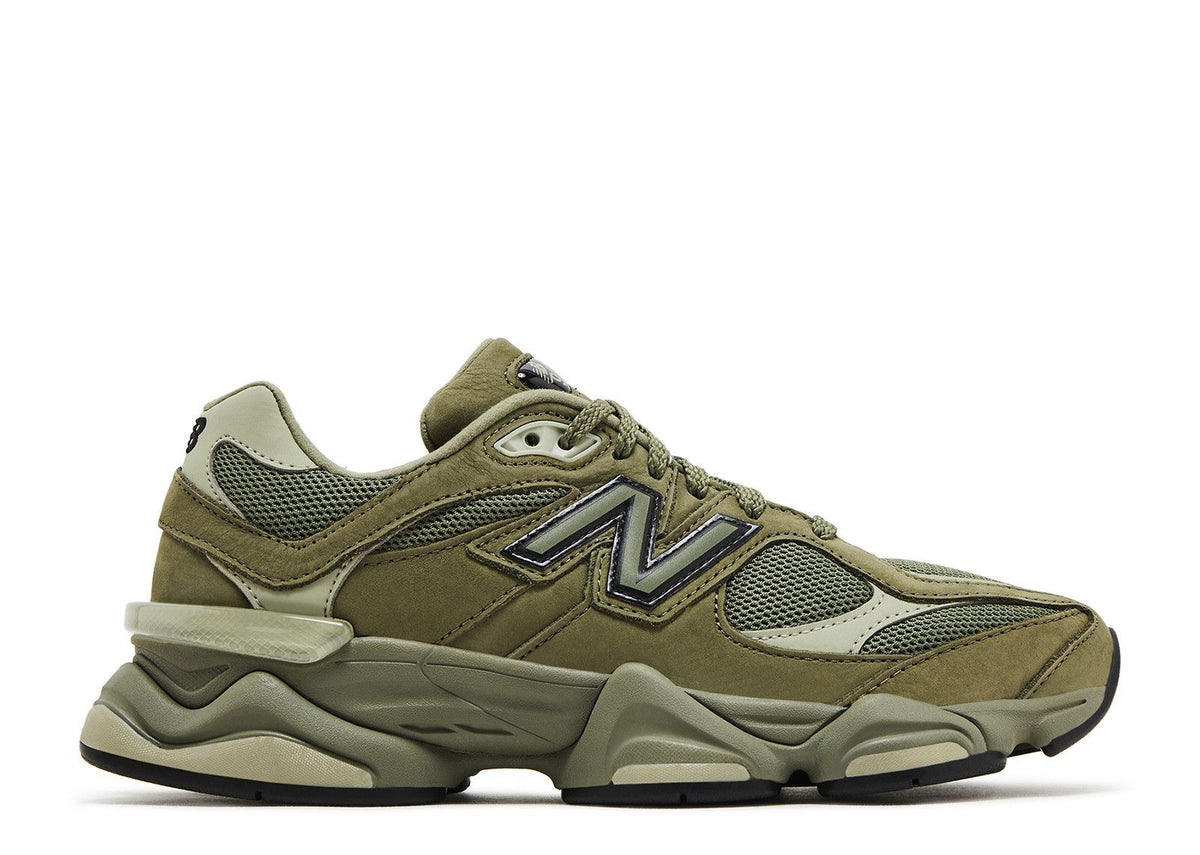 Unisex Chunky Suede Trainers in olive green – side view