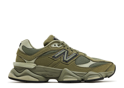 Unisex Chunky Suede Trainers in olive green – side view