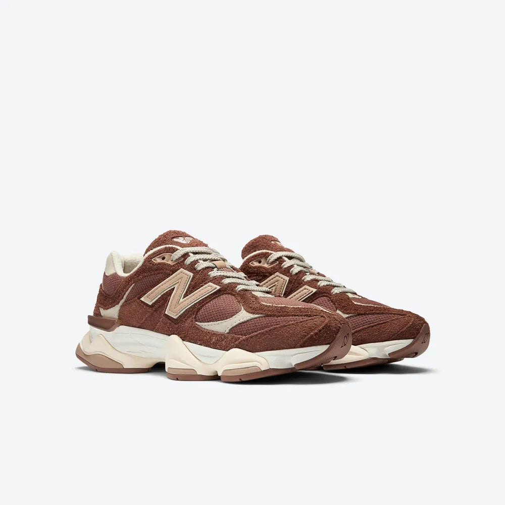 Unisex Chunky Suede Trainers in rust brown, cream – view 3