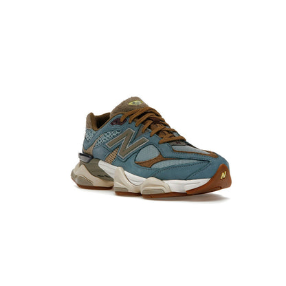 Unisex Chunky Suede Trainers in teal blue, tan, cream – view 2