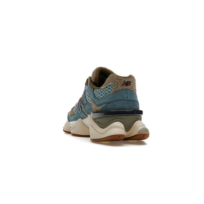 Unisex Chunky Suede Trainers in teal blue, tan, cream – view 3