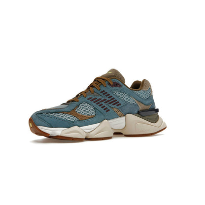 Unisex Chunky Suede Trainers in teal blue, tan, cream – view 4