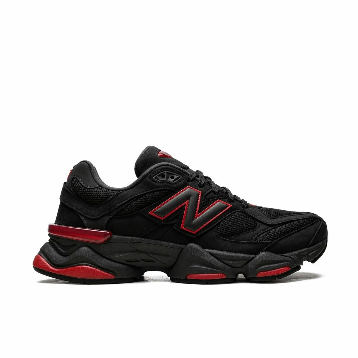 Unisex Chunky Trainers in black, red – side view