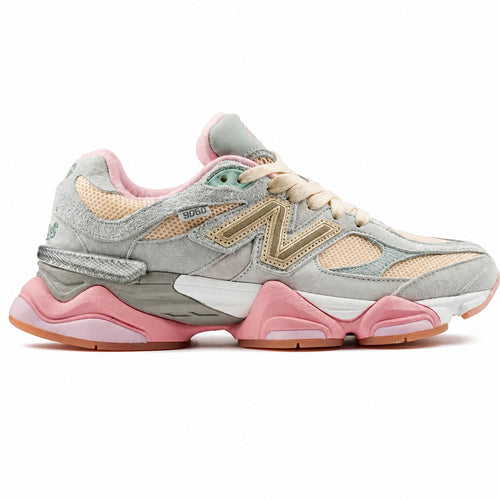Unisex Chunky Trainers in grey, peach, pink – side view