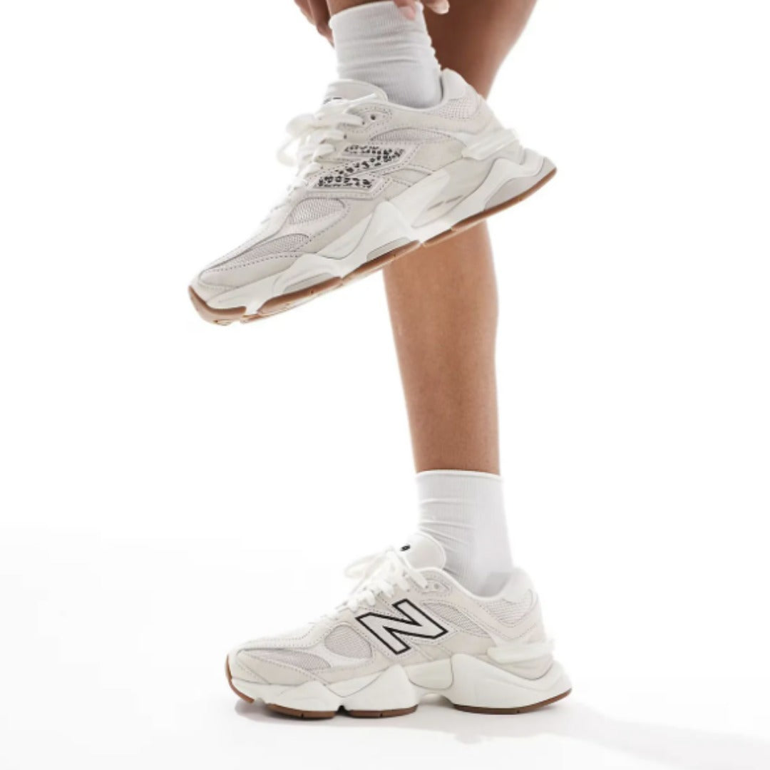 Unisex Chunky Trainers in off-white, beige, leopard print – view 2