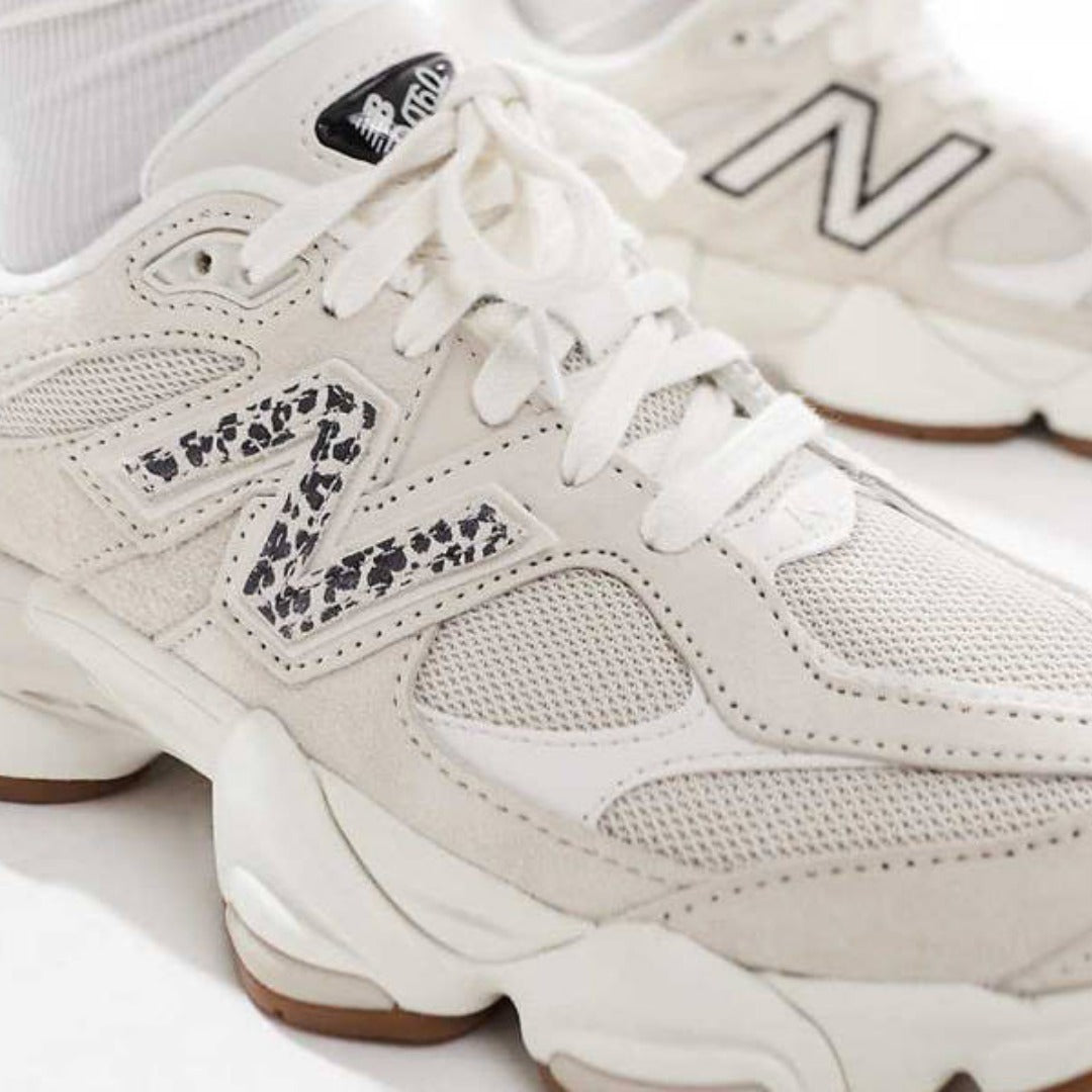 Unisex Chunky Trainers in off-white, beige, leopard print – view 5