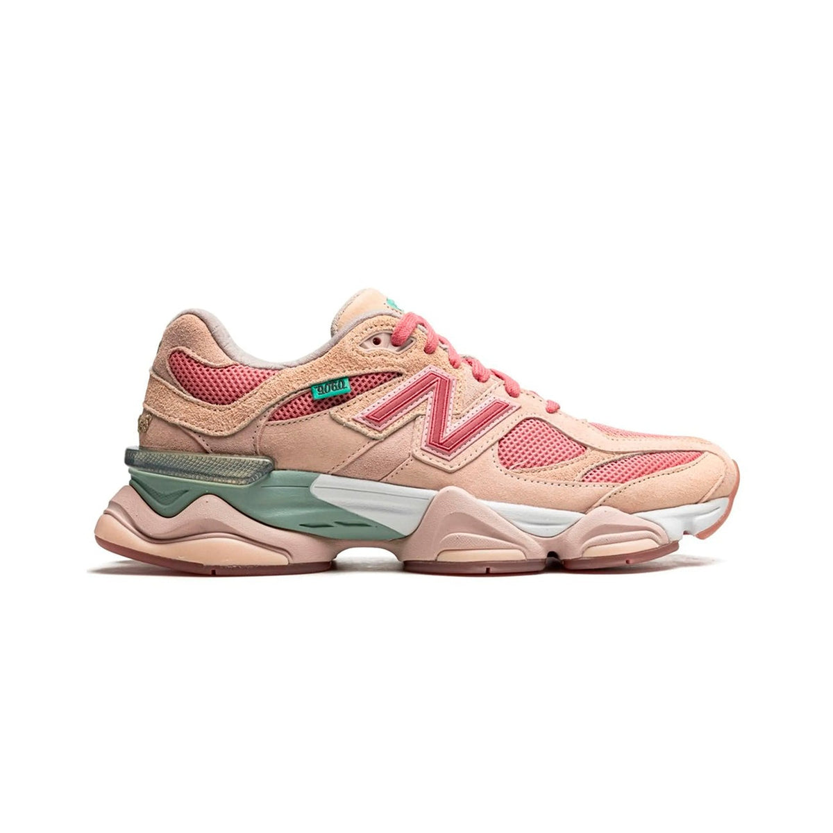Unisex Chunky Trainers in peach, coral, sage green – side view