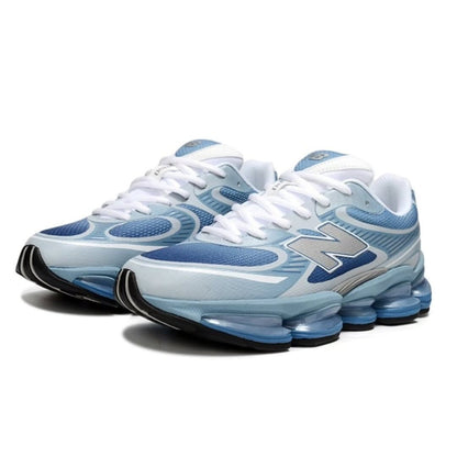 Unisex Retro Running Trainers in powder blue, white – view 3